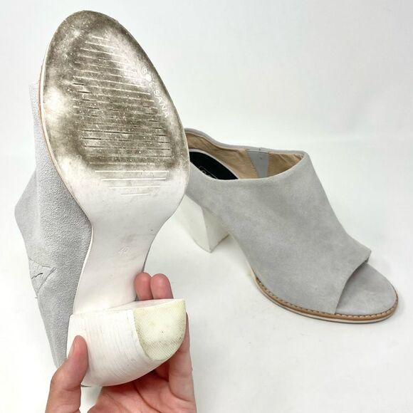 Sol Sana Liza Dove Grey Suede Peep Toe Heeled Mules Size 40 - Picture 11 of 11